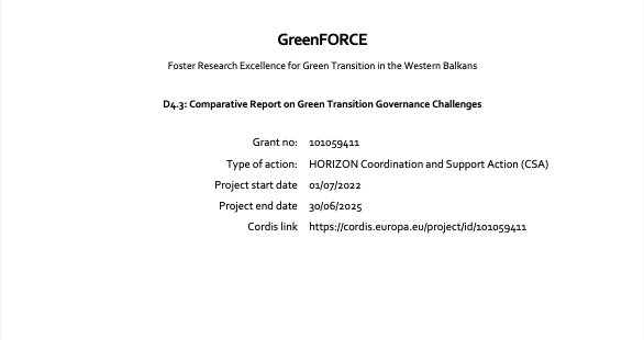 GreenFORCE – Comparative Report on Green Transition Governance Challenges